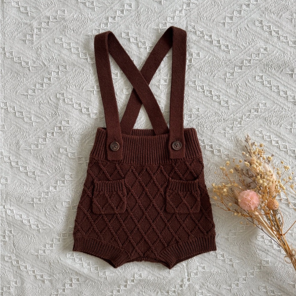 Jamie Kay Chocolate Knit Suspender Overalls